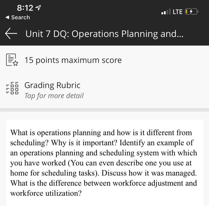 8:12 7 Search | LTE 1 + E Unit 7 DQ: Operations