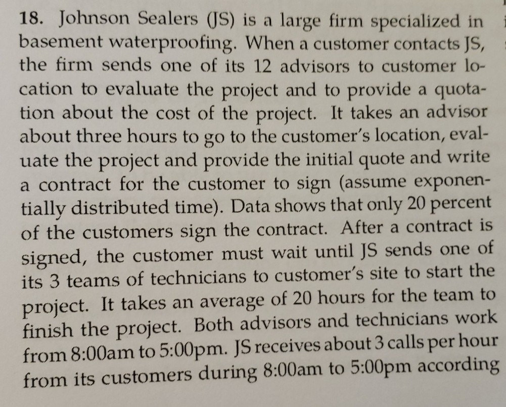 please show work 18. Johnson Sealers (JS) is a