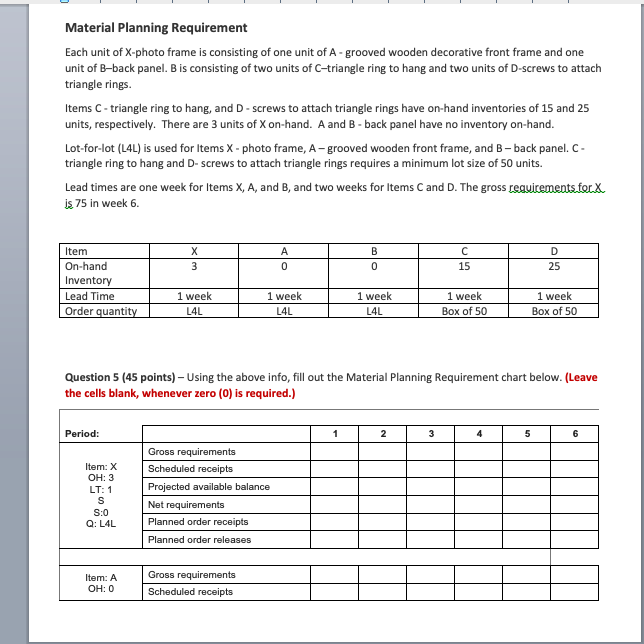 Here is an operations management problem that I
