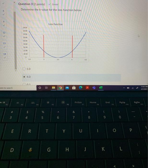 Question 3 (2 points) Saved Determine the k-value