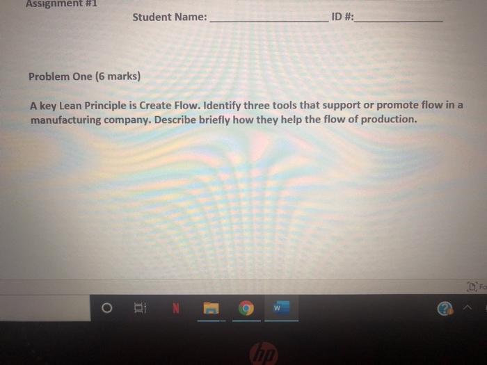 Assignment #1 Student Name: ID #: Problem One (6