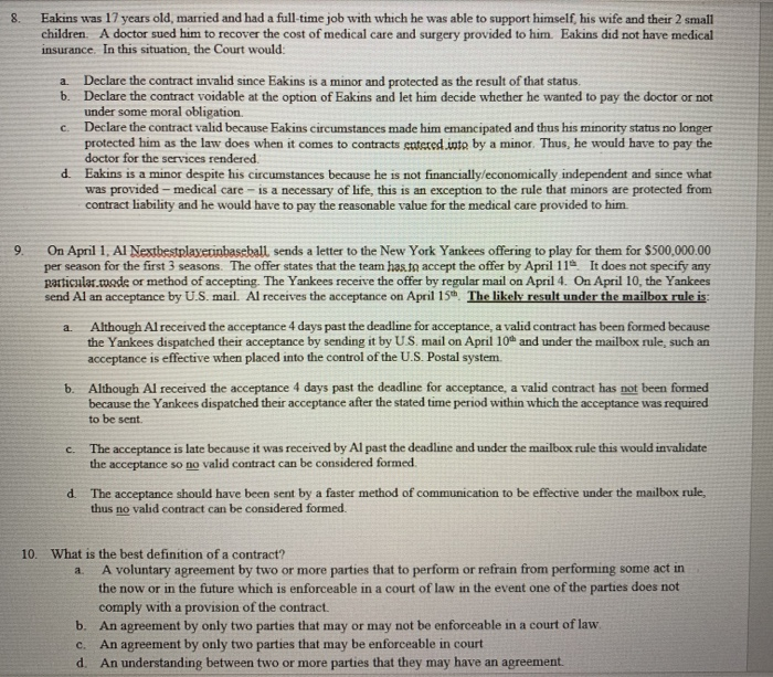 8-10 Multiple choice 8 Eakins was 17 years old,
