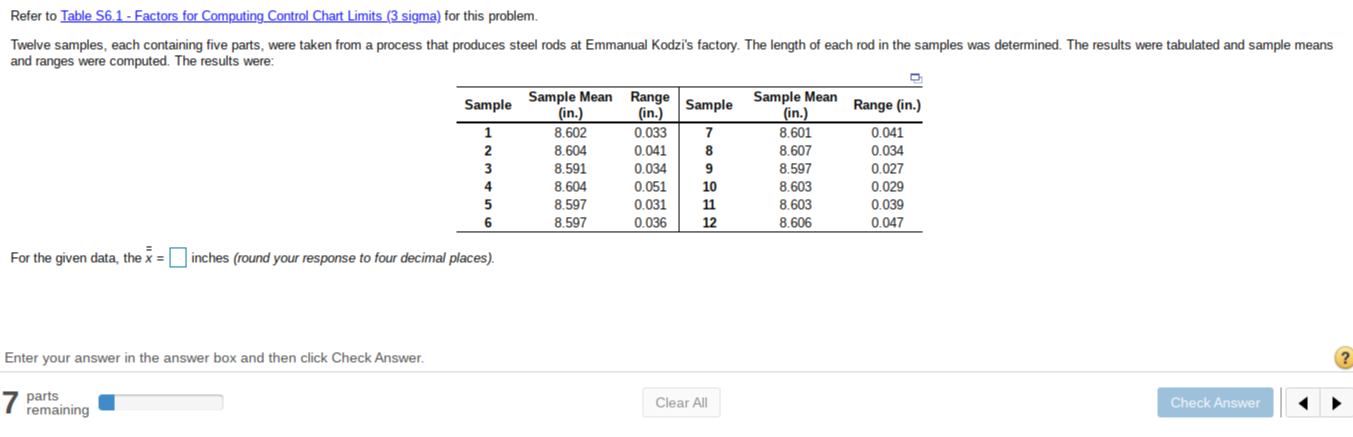Refer to Table 56.1 - Factors for Computing