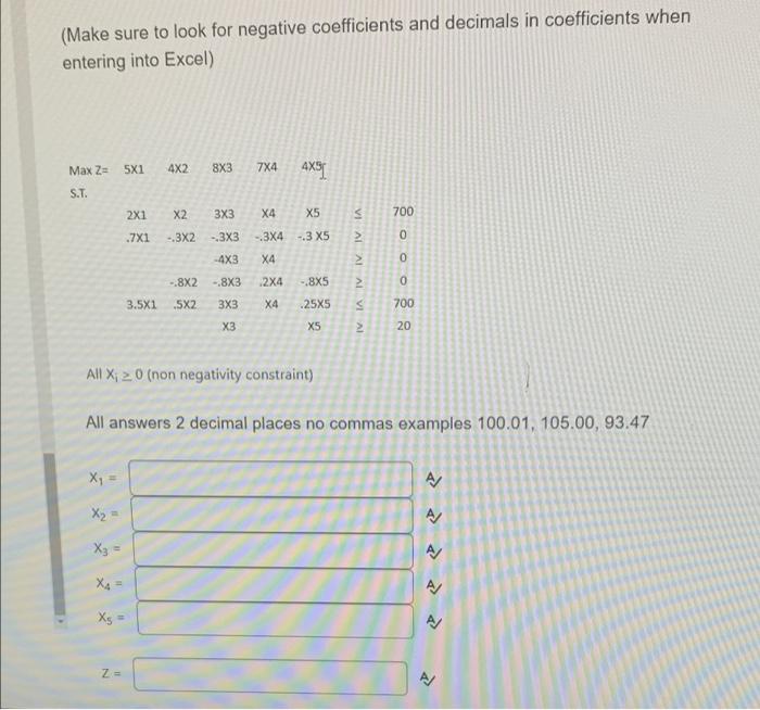 question 1 (Make sure to look for negative