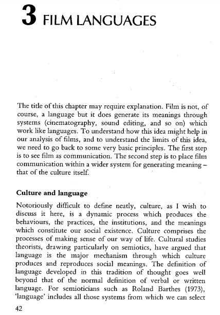 According to the reading by Turner, why is film