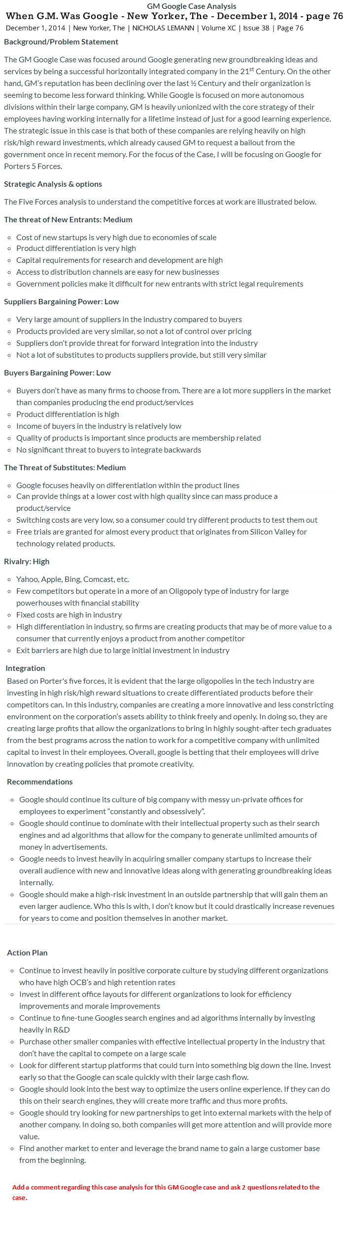 GM Google Case Analysis When G.M. Was Google -