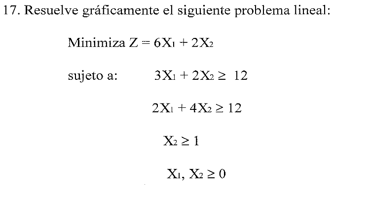 Solve the following linear problem: 17. Resuelve
