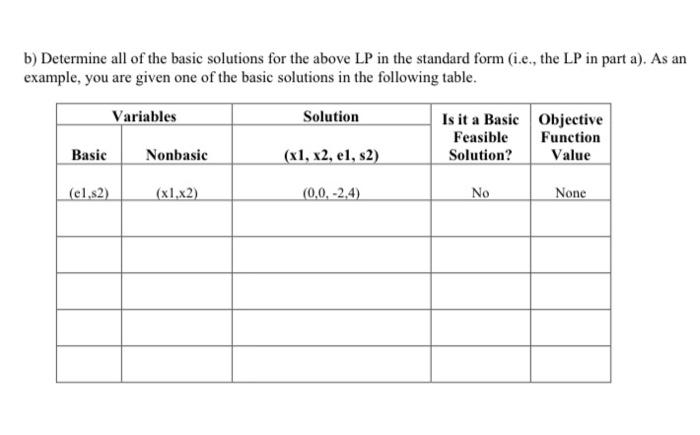 b) Determine all of the basic solutions for the