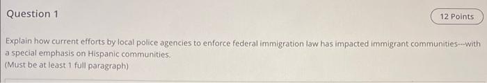 Question 1 12 Points Explain how current efforts