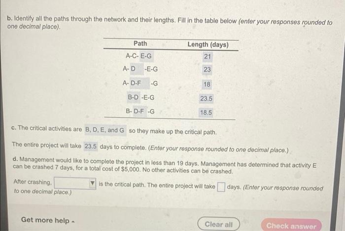 b. Identify all the paths through the network and