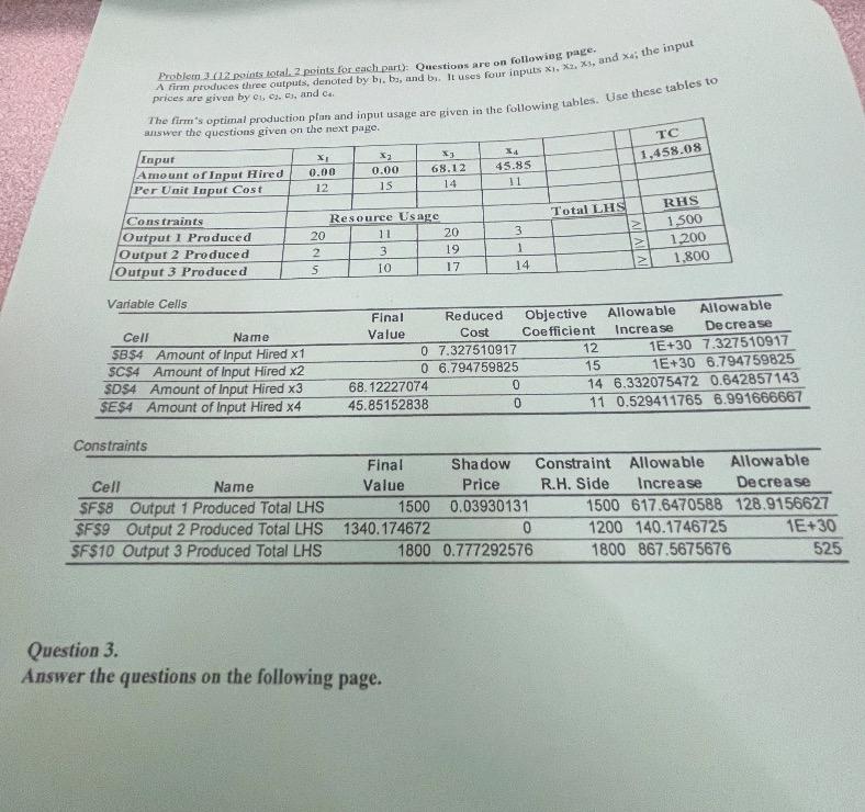 Problet (12 points al 2 points for each part).