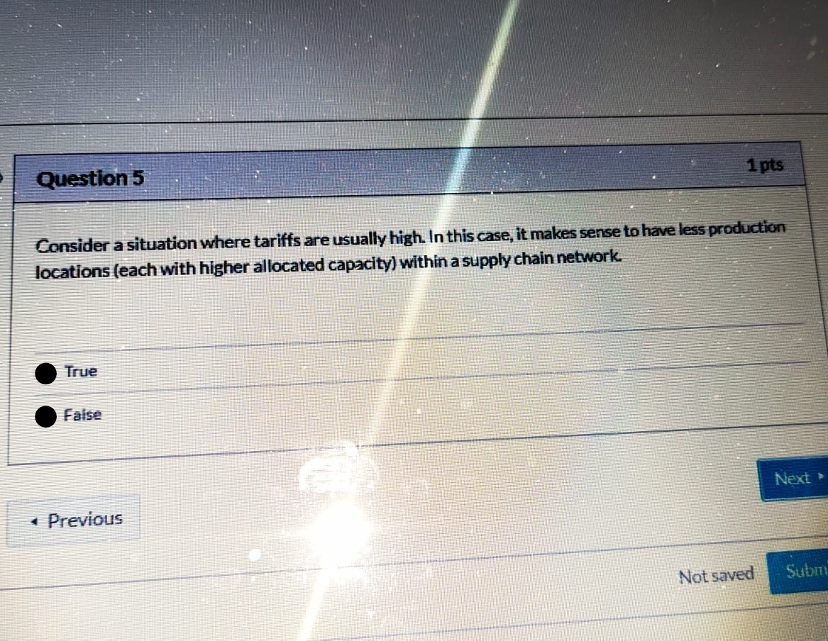 1 pts Question 5 Consider a situation where
