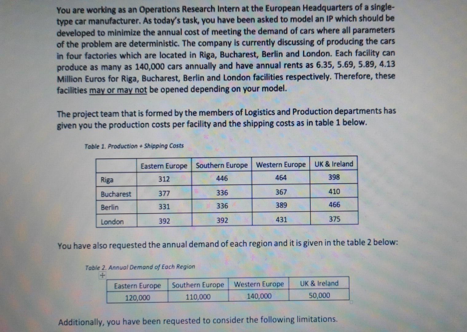 Please help You are working as an Operations