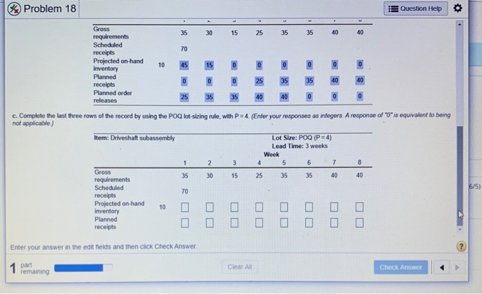 Problem 18 Question Help 35 30 15 25 35 35 40 40