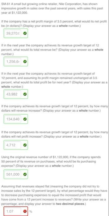 please solve for final question. SM.61 A small