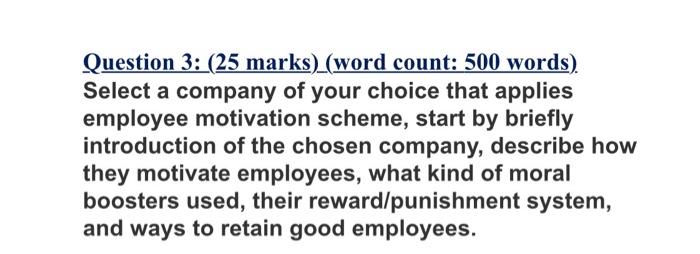 Question 3: (25 marks) (word count: 500 words).