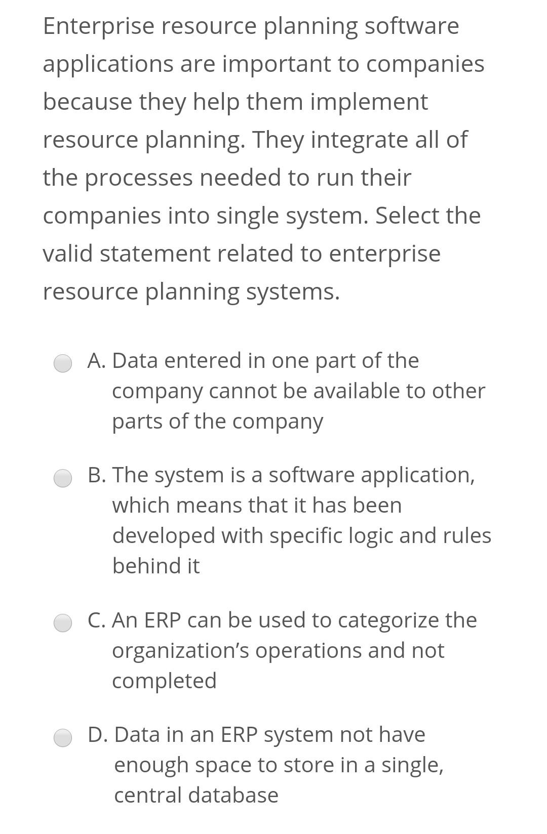 Enterprise resource planning software