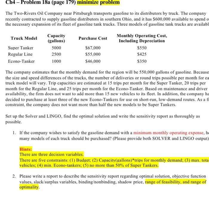 Ch4 - Problem 18a (page 179) minimize problem The