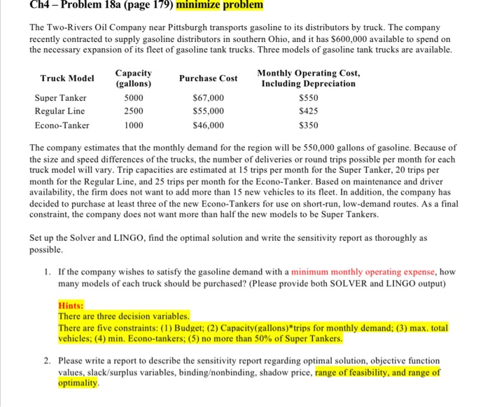 Ch4 - Problem 18a (page 179) minimize problem The