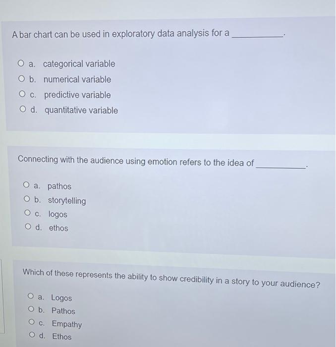 A bar chart can be used in exploratory data