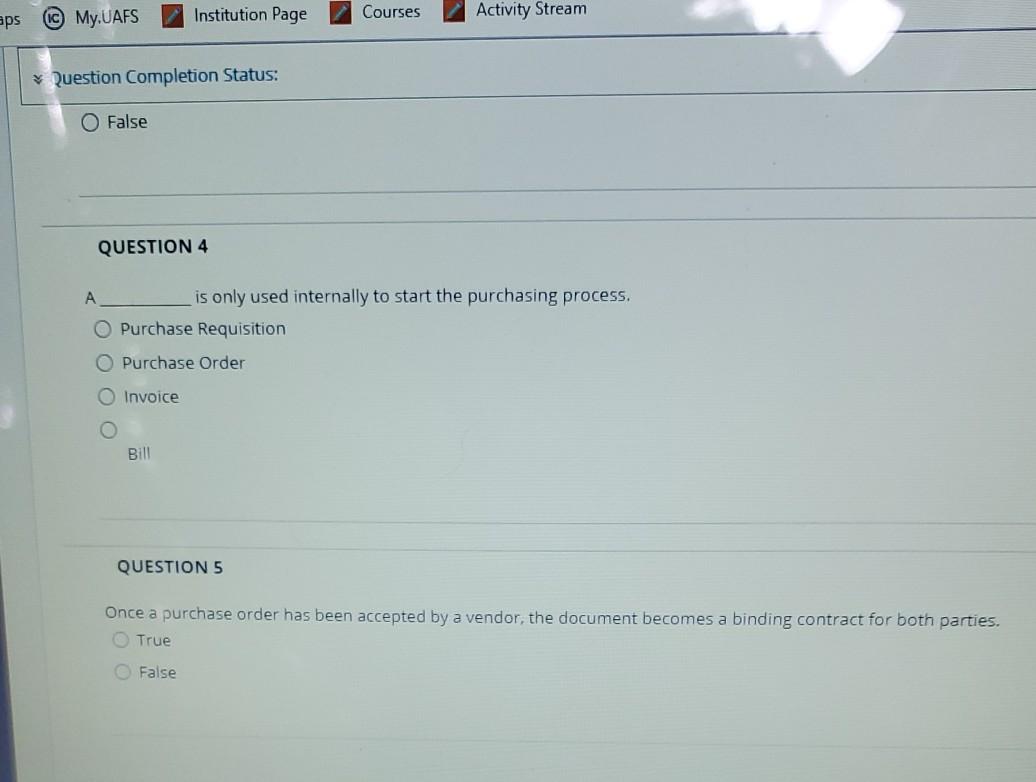 Question Completion Status: QUESTION 1 Purchase