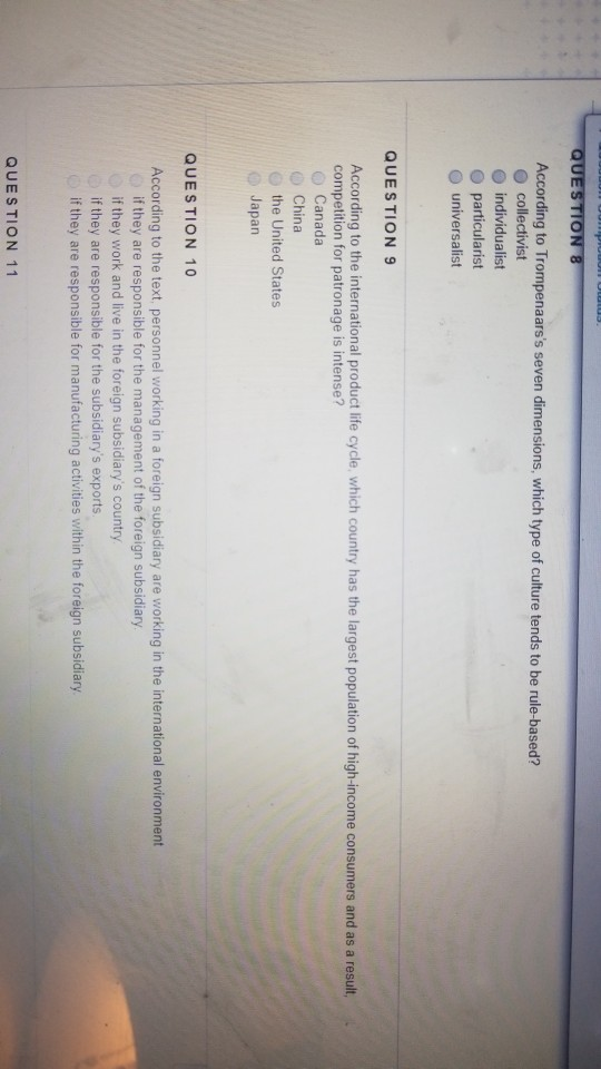 QUESTION 1 A basic cultural concept is our way is