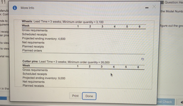 struct the material requirements plan for item