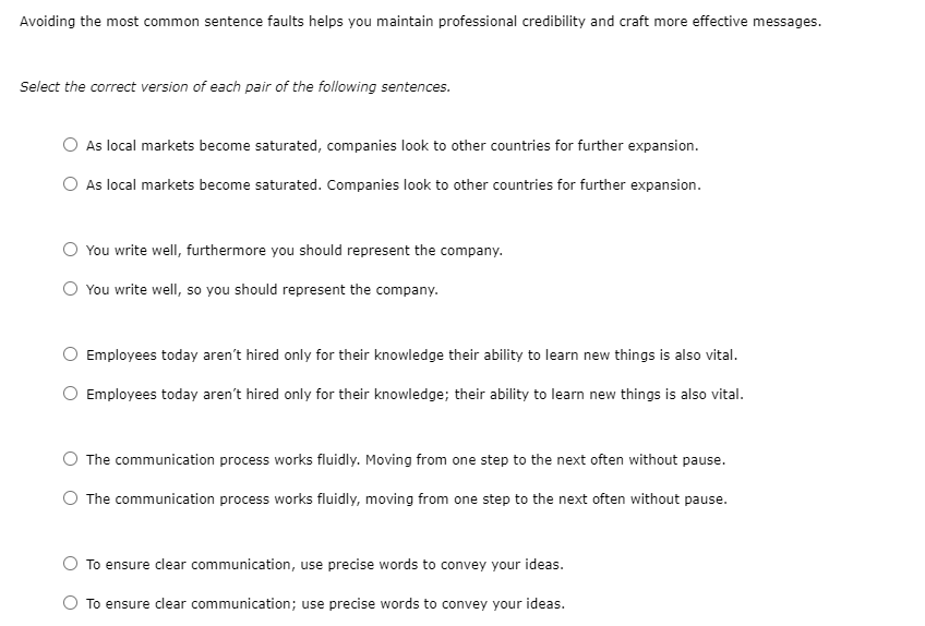 Avoiding the most common sentence faults helps