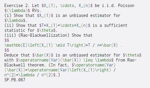Exercise 2. Let $X_{1}, \cdots, X_{n}$ be i.i.d.