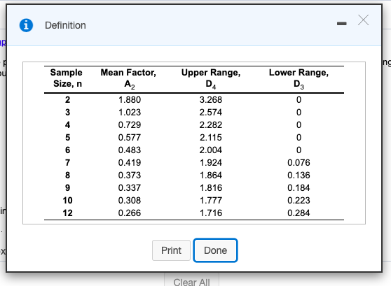 Refer to Table 56.1 - Factors for Computing