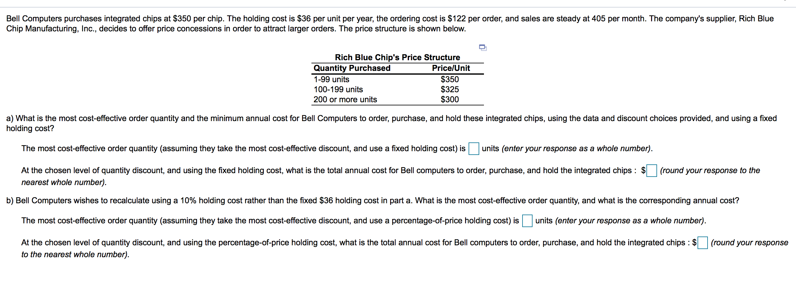 Bell Computers purchases integrated chips at $350