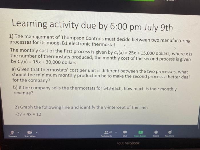 Learning activity due by 6:00 pm July 9th 1) The