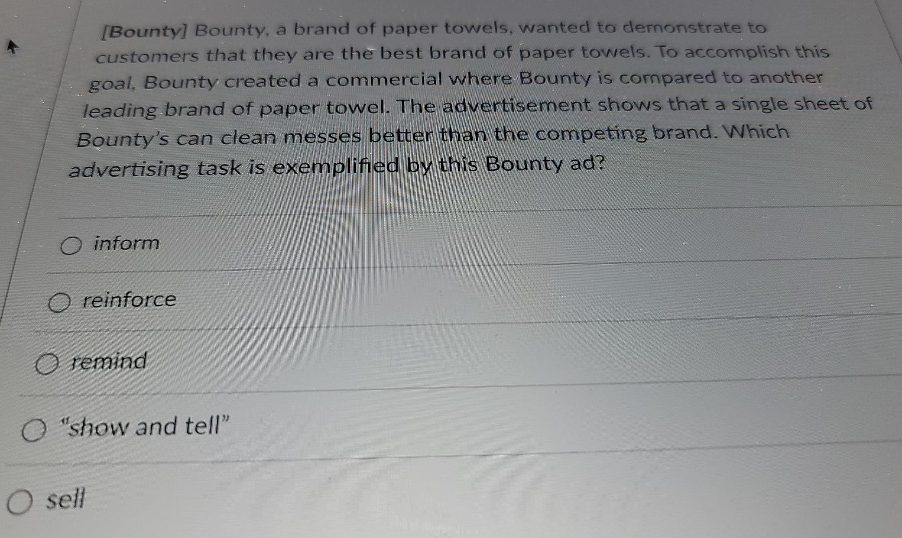 marketing help needed. please read question and