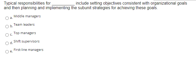 Typical responsibilities for include setting