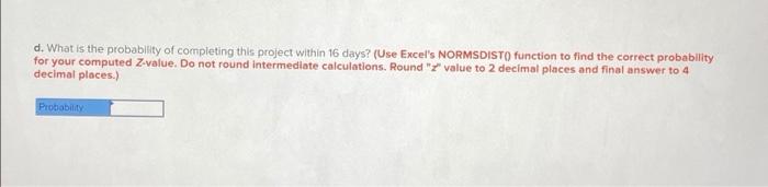 The following represents a project that should be