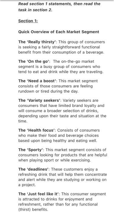 Read section 1 statements, then read the task in