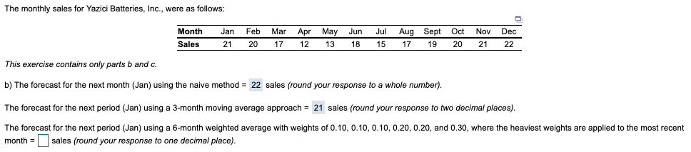 c.) Using a method of trend projection, the