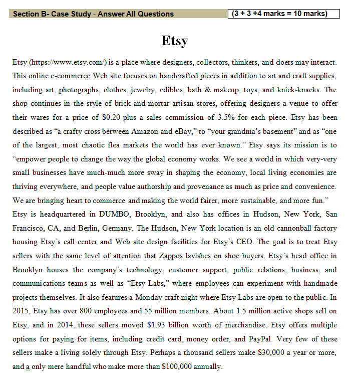 Section B-Case Study - Answer All Questions (3 +