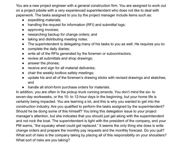 please answer all questions You are a new project