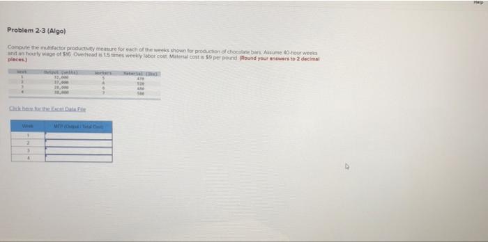 Map Problem 2-3 (Algo) Compute the multifactor
