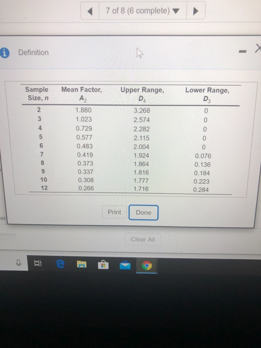 Refer to Table 56.1. Factors for Computing