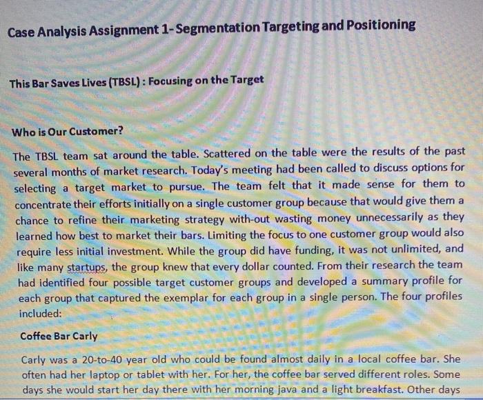 Case Analysis Assignment 1-Segmentation Targeting