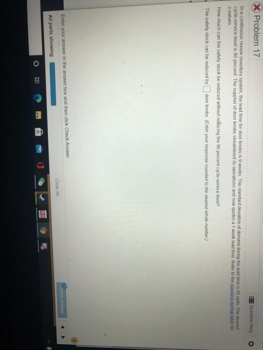 X Problem 17 Question Help In a continuous review