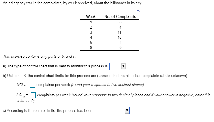 part a options: C chart, x bar chart, p-chart