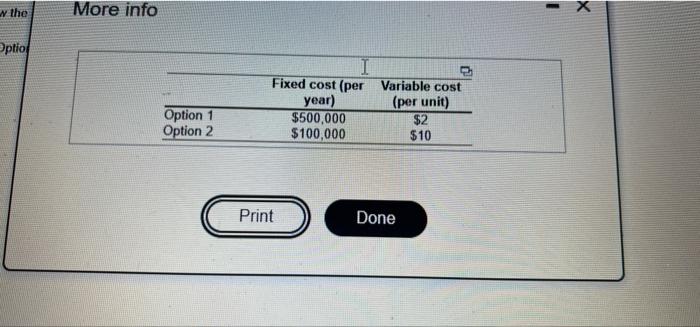 Consider the two capacity options for Arktec