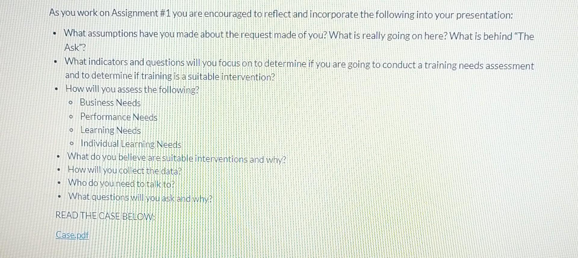 Assignment #1 - Case: Technology Company Call