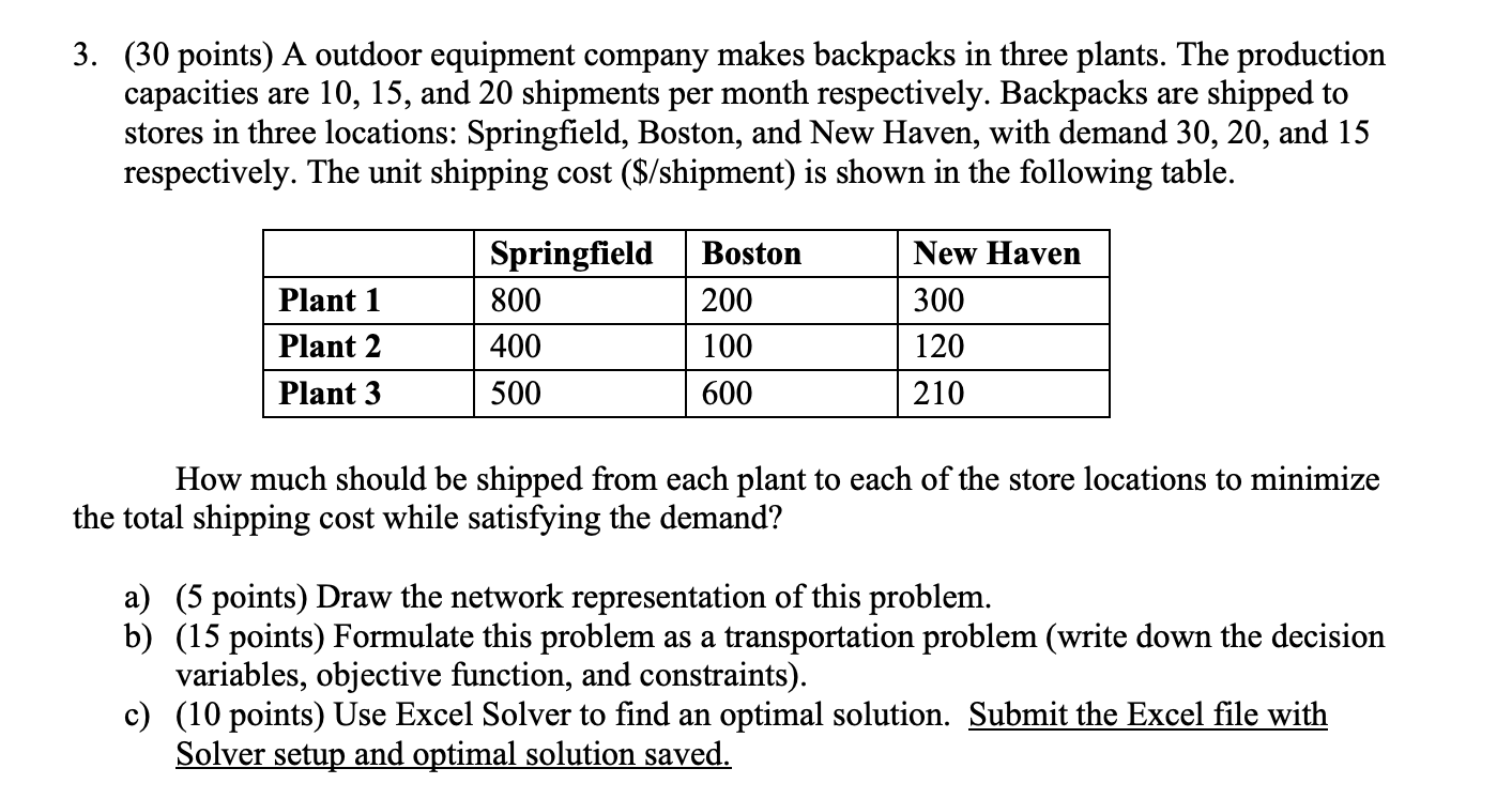 Please help with Part B and C 3. (30 points) A
