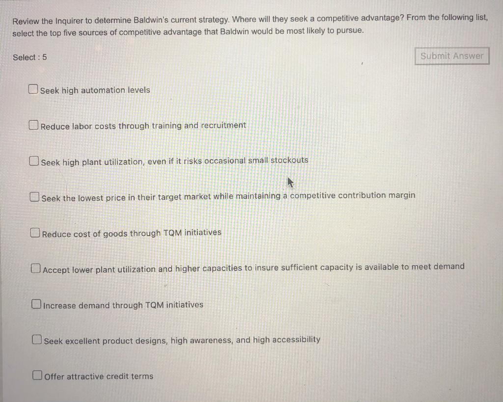 Review the Inquirer to determine Baldwin's