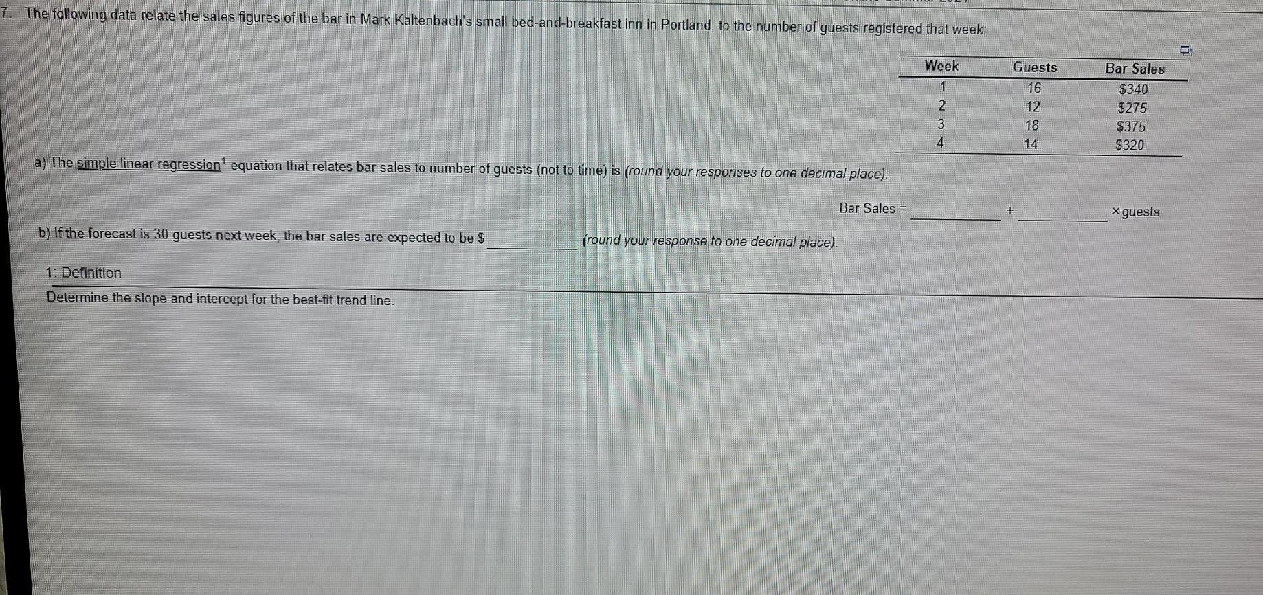 7. The following data relate the sales figures of