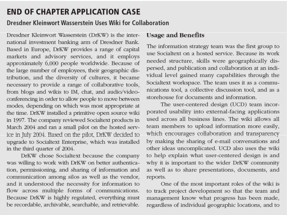 END OF CHAPTER APPLICATION CASE Dresdner